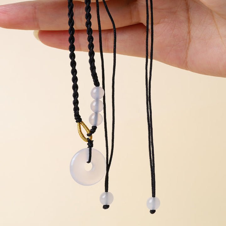 Buddha Stones Strawberry Quartz Chalcedony Peace Buckle Healing Necklace Pendant - image 6