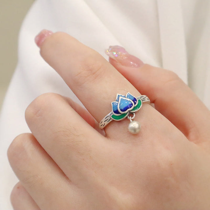 Buddha Stones Lotus Flower Pattern Enlightenment Ring - image 10