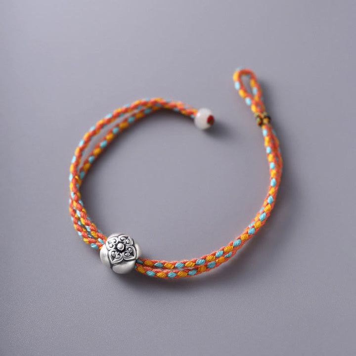 Buddha Stones 999 Sterling Silver Persimmon Luck Multicolored Braided Bracelet - image 8