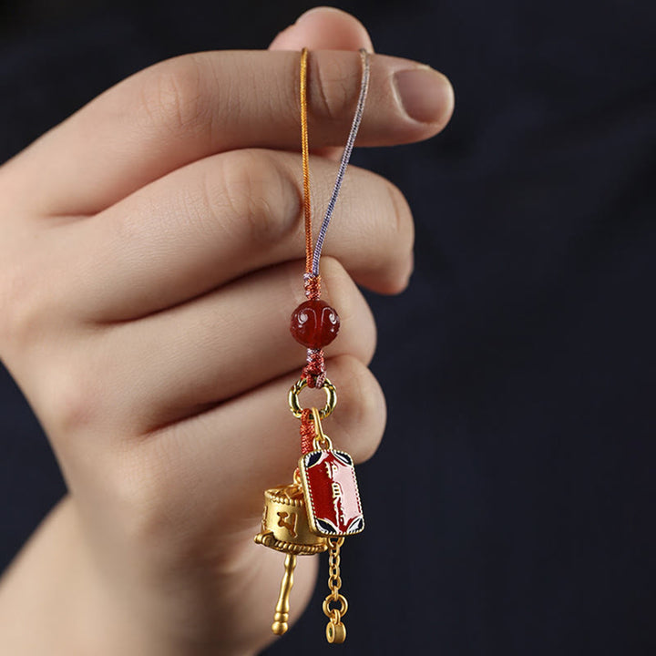 Buddha Stones Tibetan Om Mani Padme Hum Prayer Wheel Amulet Charm Protection Phone Hanging Decoration - image 2