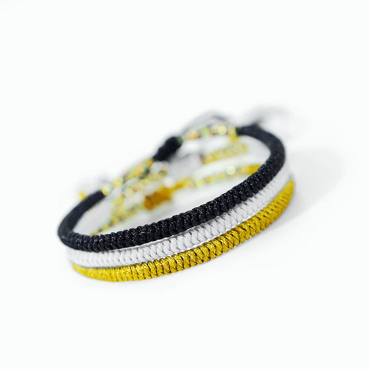 Buddha Stones 3Pcs Tibetan Handmade Multicolor King Kong Knot Amulet Bracelet - image 0