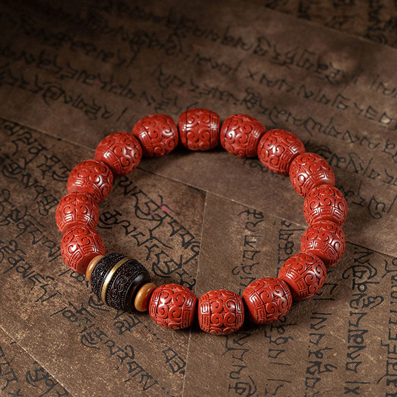 Buddha Stones Natural Cinnabar Ebony Calm Blessing Bracelet - image 6