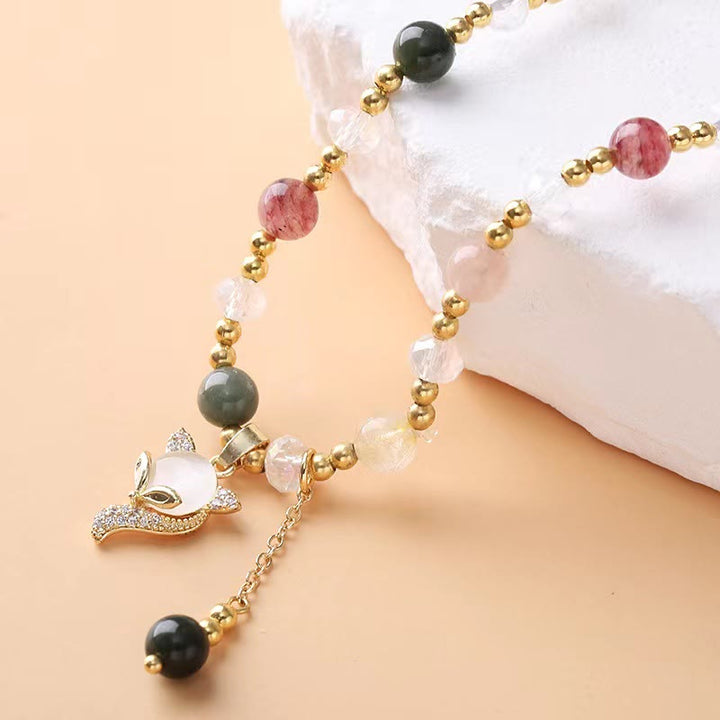 Buddha Stones Multicolored Rutilated Quartz Fox Protection Double Wrap Bracelet - image 2