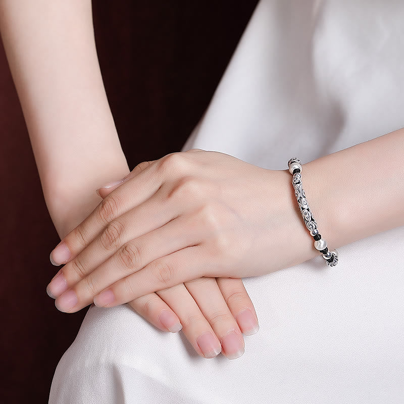 Buddha Stones Tibet Handmade Copper 999 Sterling Silver Auspicious Cloud Wealth String Bracelet - image 18