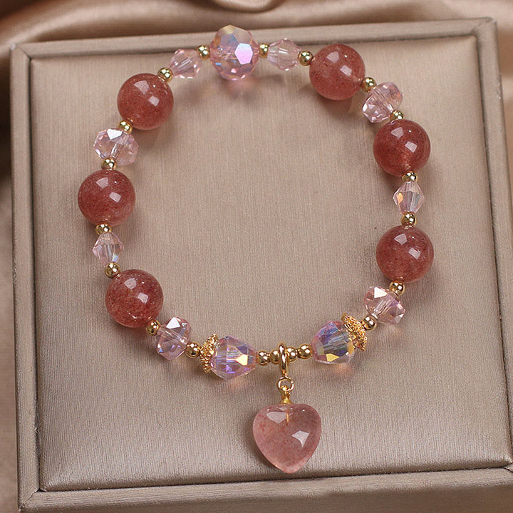 Buddha Stones Natural Strawberry Quartz Crystal Love Heart Healing Positive Bracelet - image 4