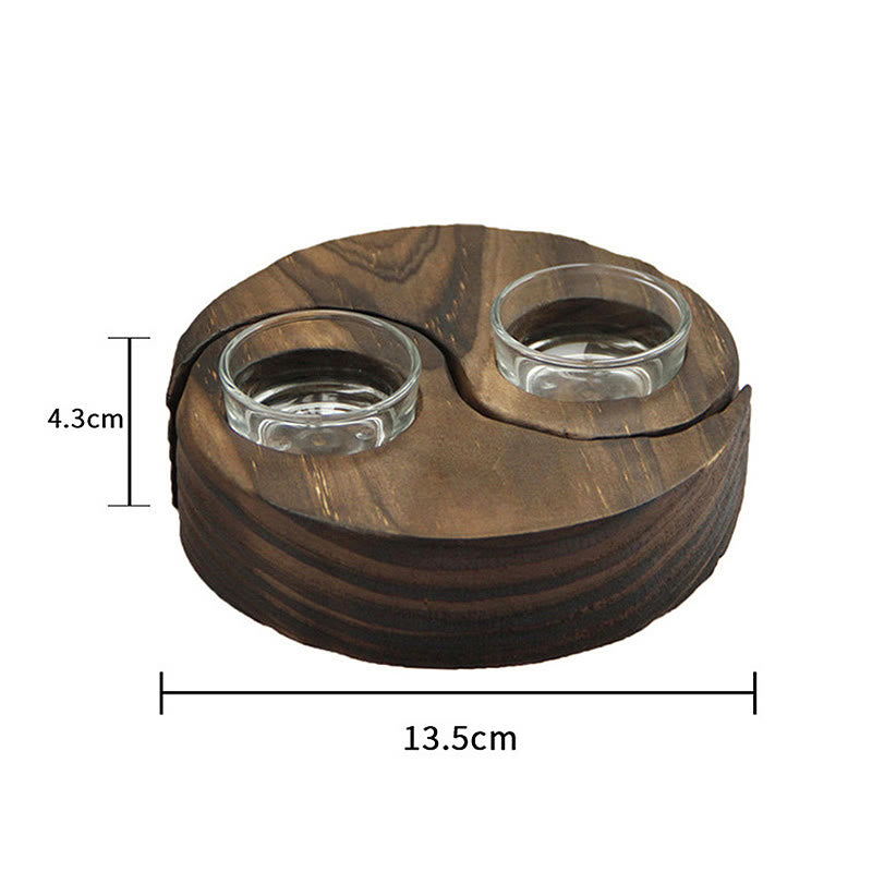 Buddha Stones Yin Yang Wood Candle Holder Meditation Rituals Use Items - image 21