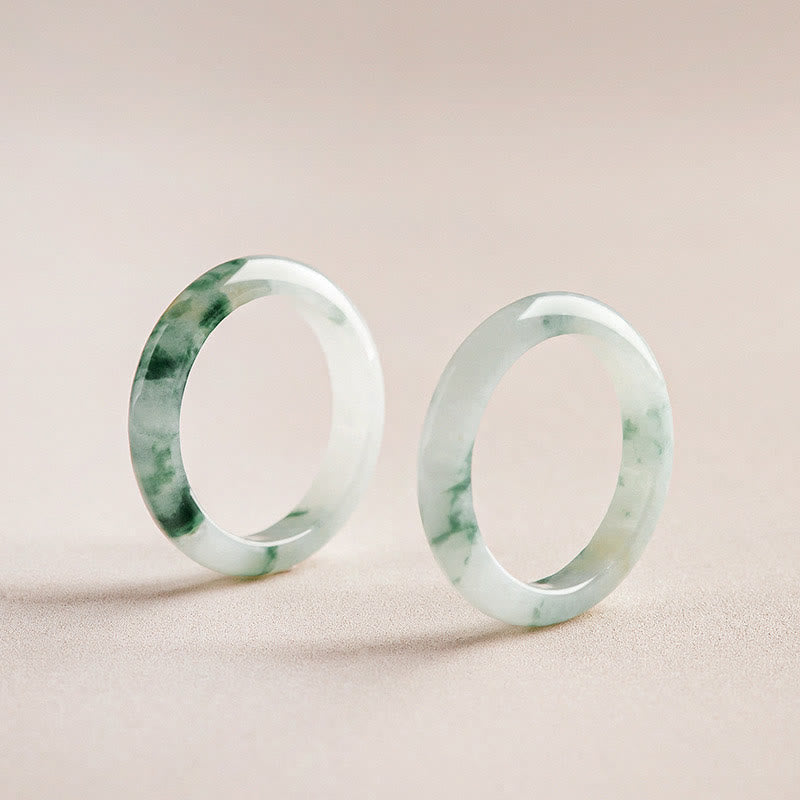 Buddha Stones Natural Green Jade Luck Abundance Ring - image 1