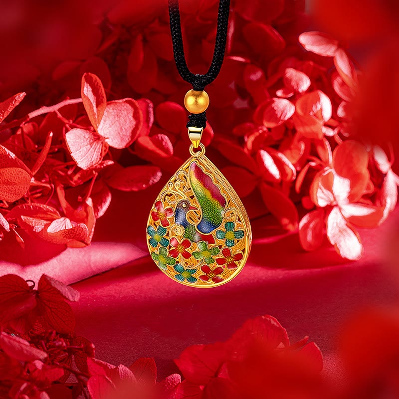 Buddha Stones Colorful Phoenix Flower Luck Strength Necklace Pendant - image 1