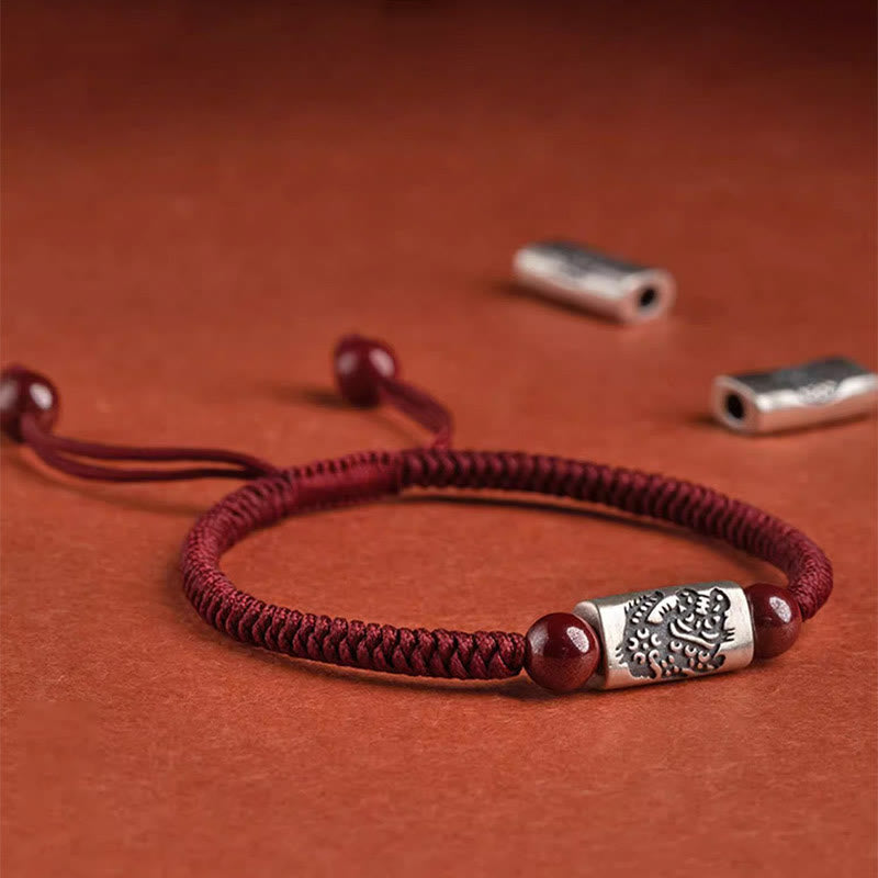Buddha Stones 925 Sterling Silver 12 Chinese Zodiac Cinnabar String Bracelet - image 5