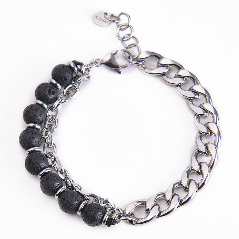 Buddha Stones Tiger Eye Picasso Jasper Frosted Stone Strength Bracelet - Lava Rock - image 11