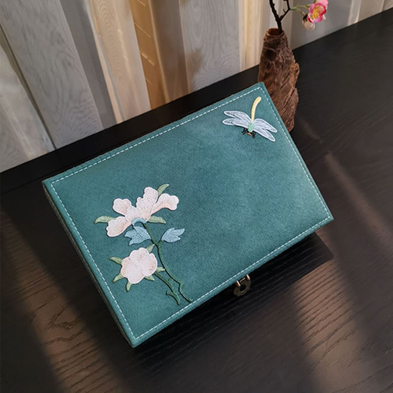 Buddha Stones Flowers Dragonfly Jewelry Box Organizer Single Layer Jewelry Storage Box Flannel Box - image 5