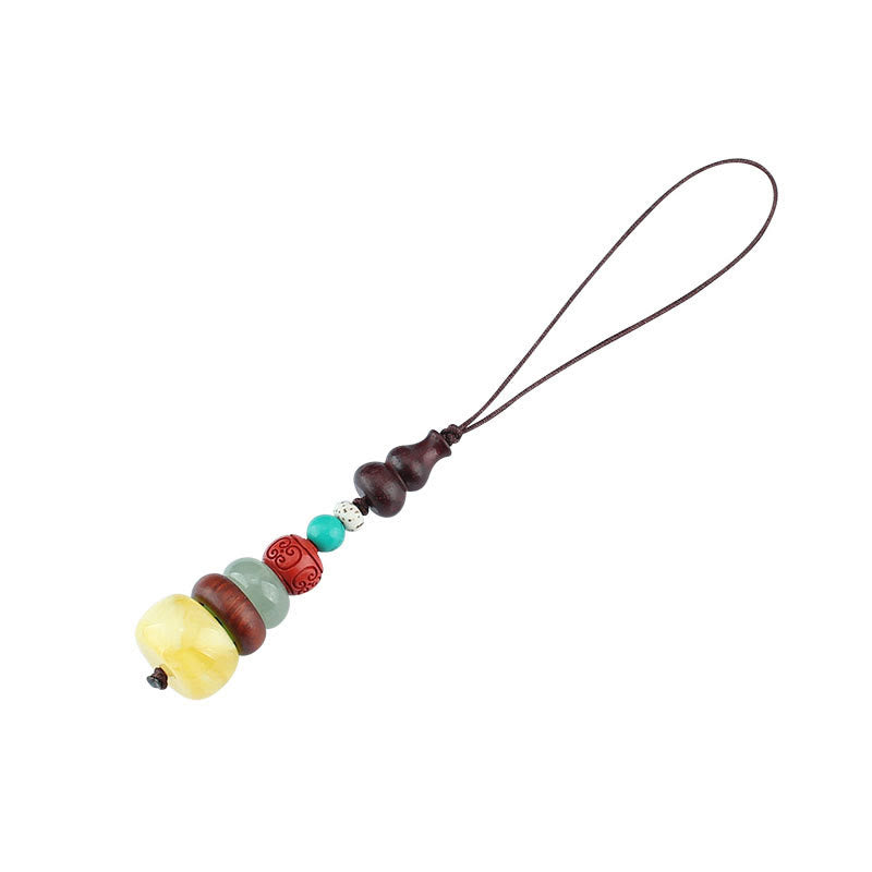 Green Sandalwood Ebony Wood Gourd Seven Layer Pagoda Positive Phone Hanging Decoration - image 15
