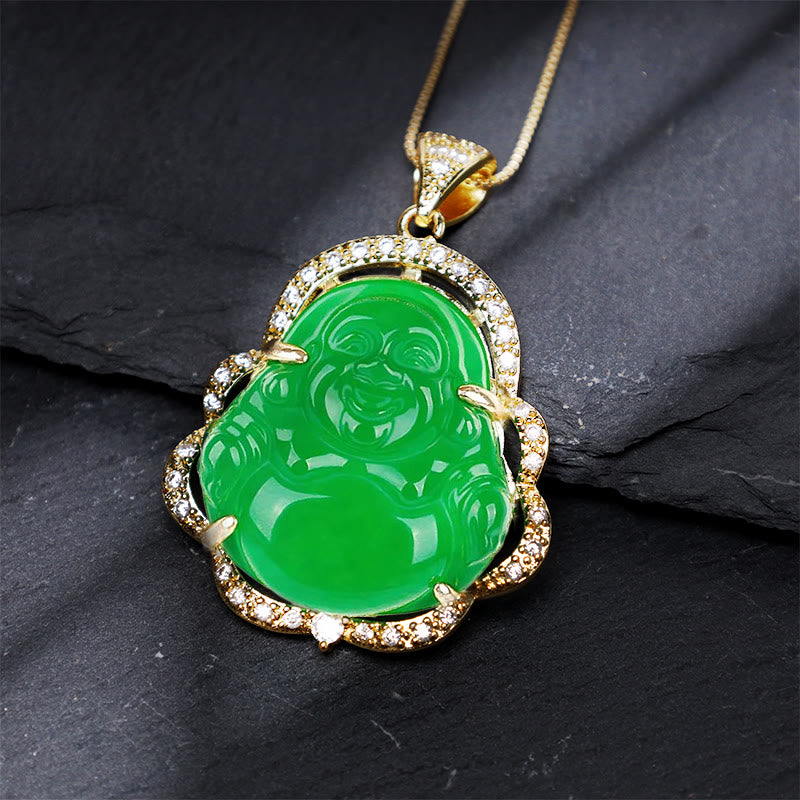 Buddha Stones Good Luck Laughing Buddha Necklace - image 2