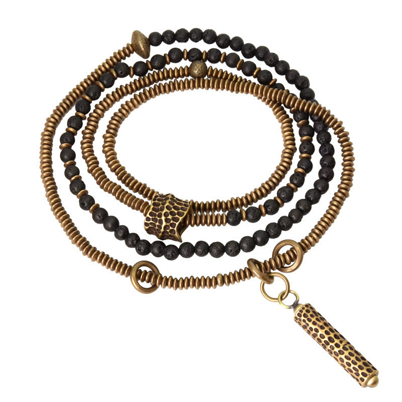 Buddha Stones Vintage Lava Rock Copper Healing Multilayered Bracelet - image 9