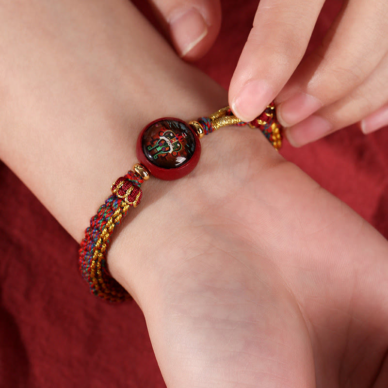 Buddha Stones Colorful Rope Cinnabar Thangka Blessing Braided Bracelet - image 5