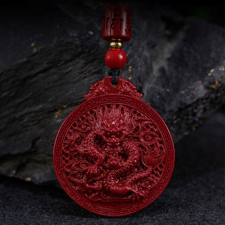 Buddha Stones Year of the Dragon Natural Cinnabar Dragon Protection Necklace Pendant - image 8