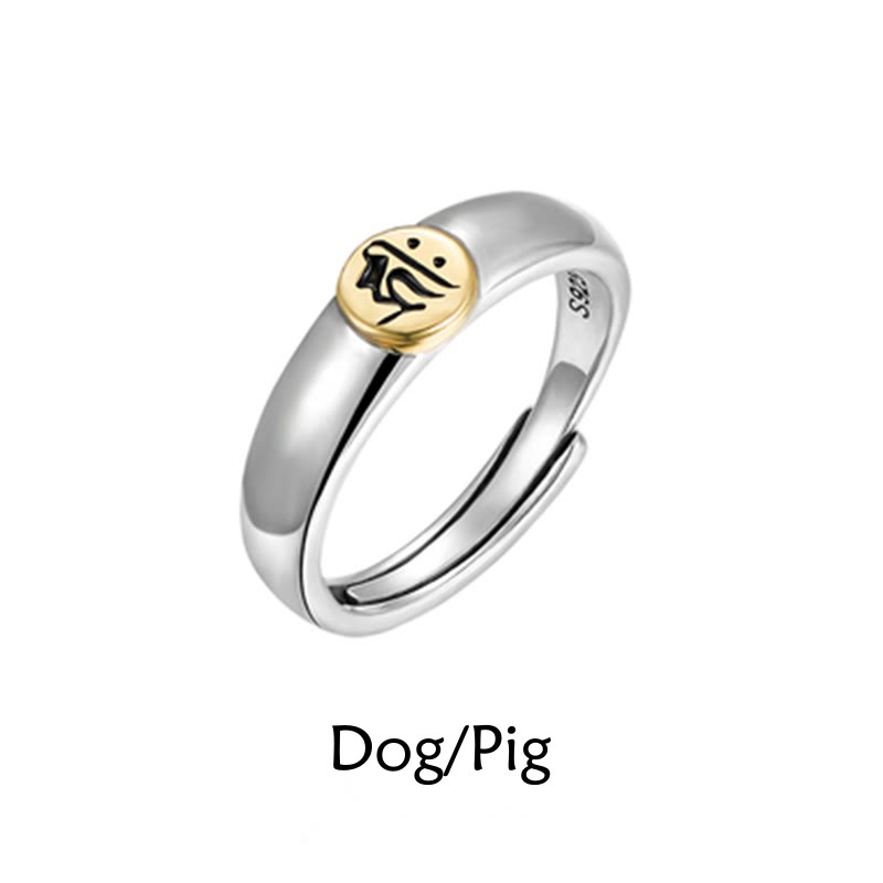 Buddha Stones Tibetan Om Mani Padme Hum Carved Chinese Zodiac Natal Buddha Peace Ring - Dog/Pig - image 34