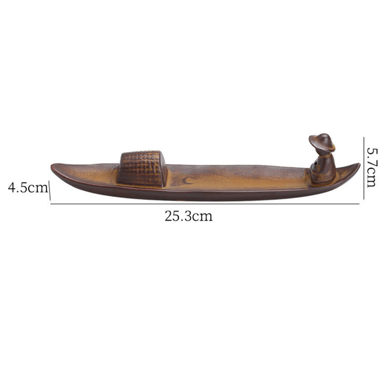 Buddha Stones A Lonely Fisherman Afloat Ceramic Healing Incense Burner - image 13
