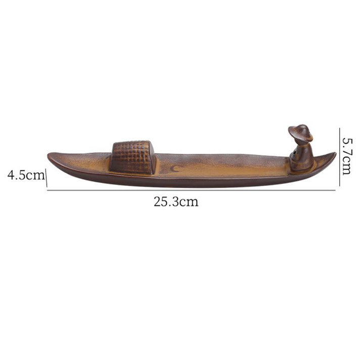 Buddha Stones A Lonely Fisherman Afloat Ceramic Healing Incense Burner - image 13