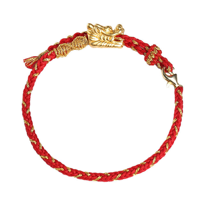 Buddha Stones 999 Sterling Silver Handcrafted Dragon Luck Eight Thread Knot Red String Braided Bracelet - image 8