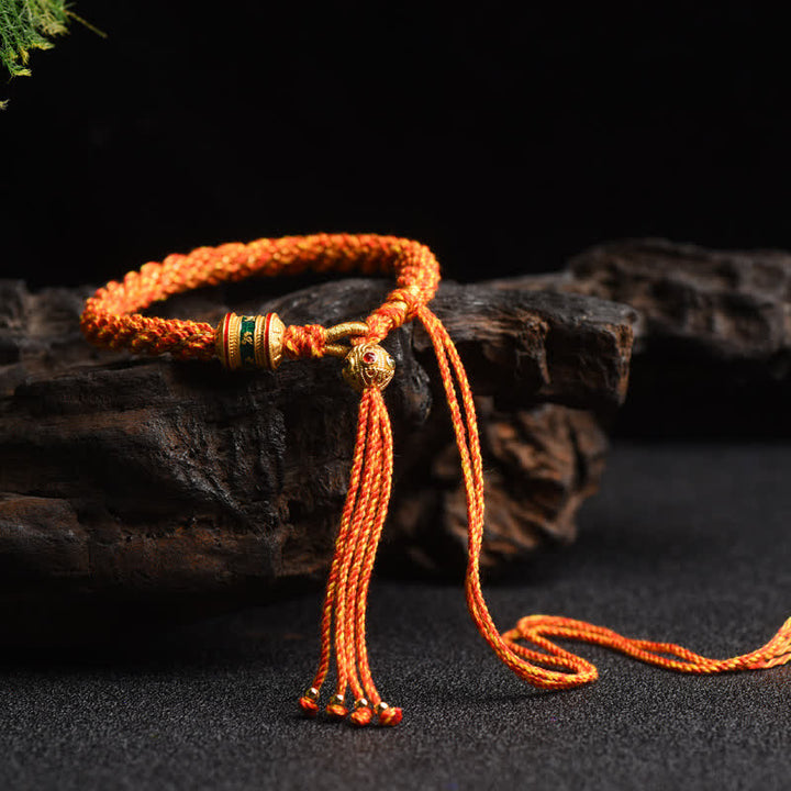 Buddha Stones Tibetan Handmade Luck Prayer Wheel Bead Charm Weave Colorful String Bracelet - Orange(Wrist Circumference 14-19cm) - image 16