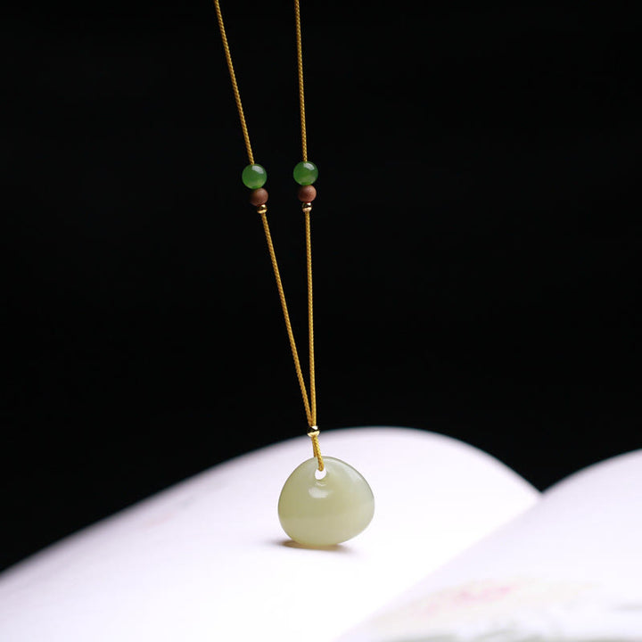 Natural Hetian Jade Small Bag Pattern Prosperity String Necklace Pendant - image 1