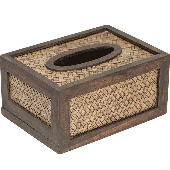 Handmade Bamboo Woven Wood Tissue Box Wooden Tissue Holder Wipes Boxes Decoration - image 9