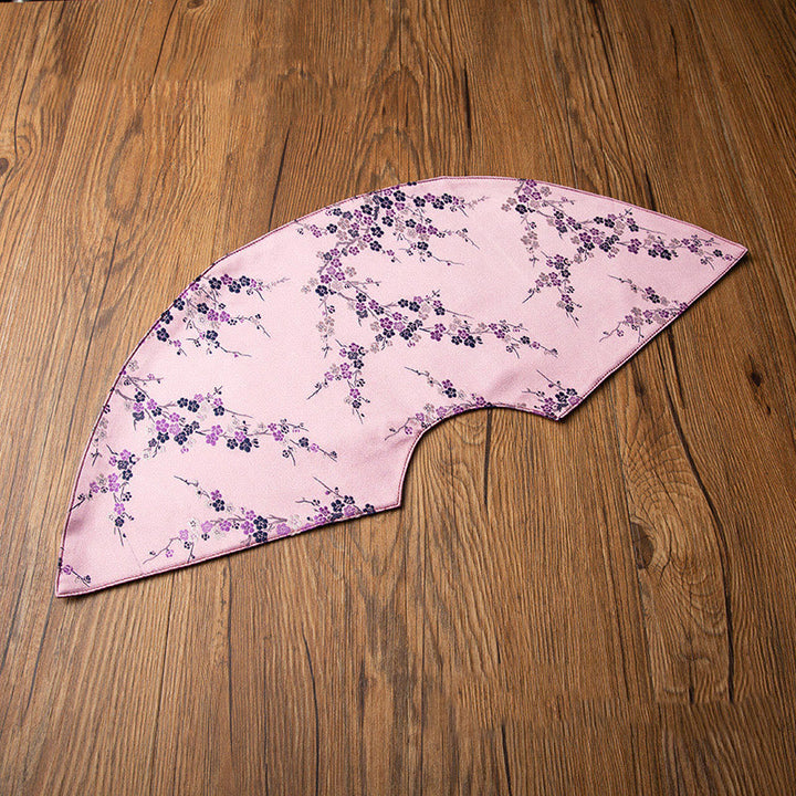 Buddha Stones Vintage Sea Wave Bamboo Plum Blossom Embroidered Cup Mat Pad Tea Cup Coaster Kung Fu Tea Mat - Light Purple Plum Blossom - Tea Mat 58*25cm - image 29