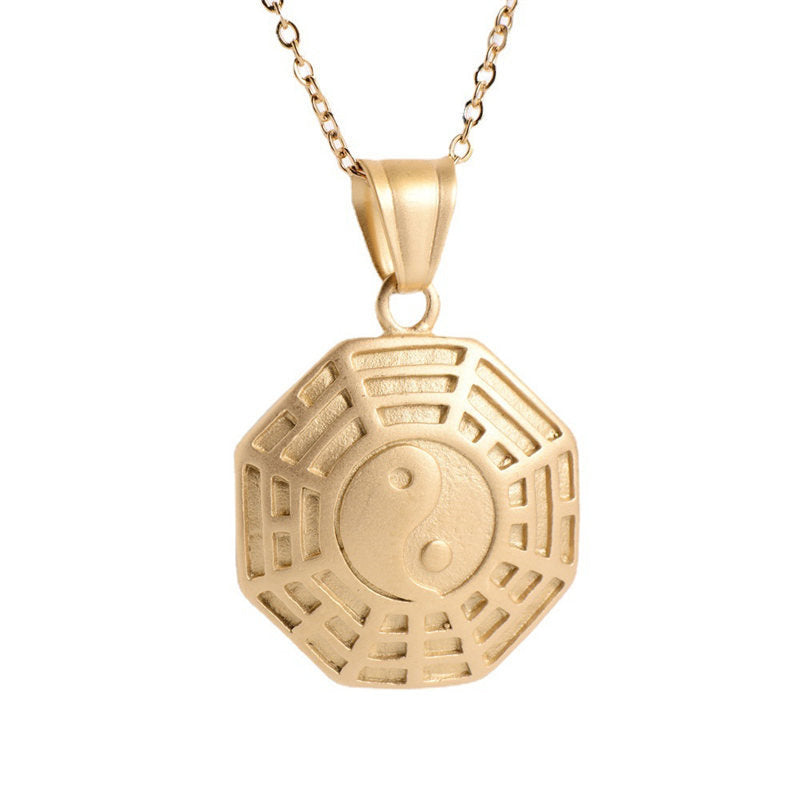 Buddha Stones Bagua Yin Yang Titanium Steel Balance Necklace Chain Pendant - image 6
