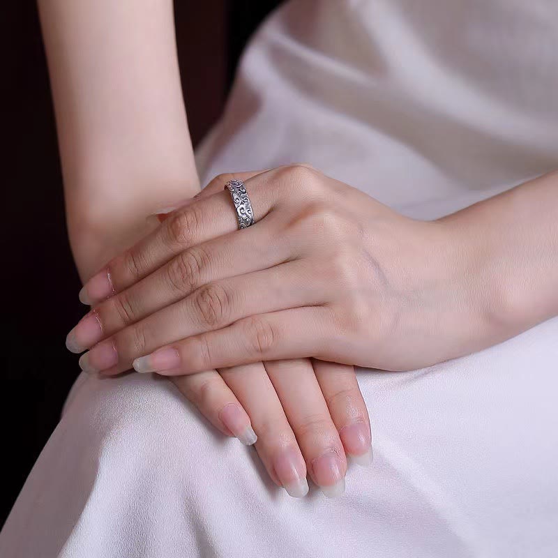 Buddha Stones Vintage Auspicious Clouds Pattern Luck Ring - image 5