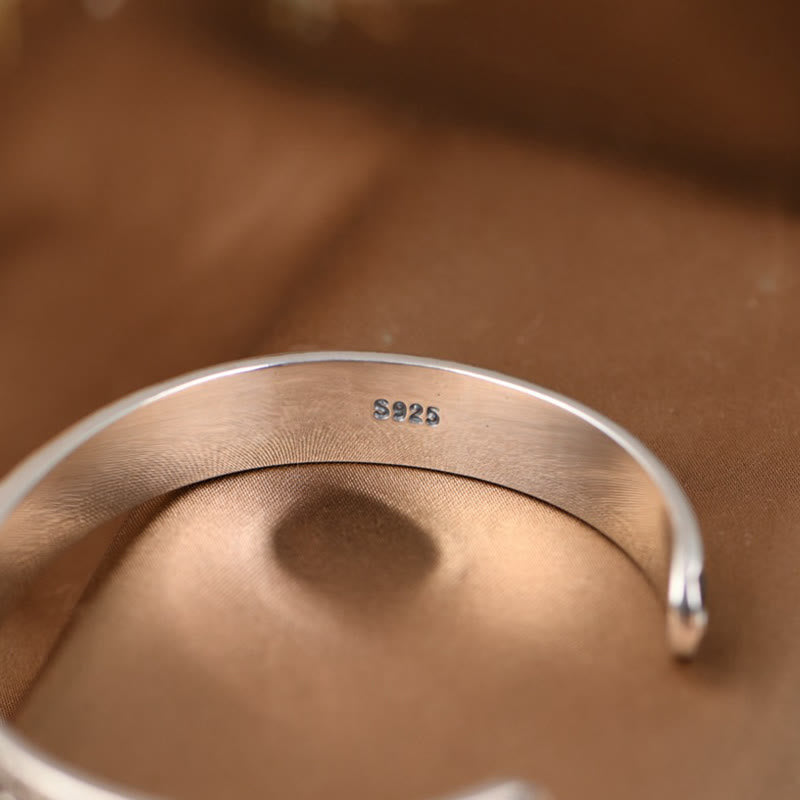 Buddha Stones 925 Sterling Silver Om Mani Padme Hum Double Dorje Engraved Wisdom Cuff Bracelet Bangle - image 9