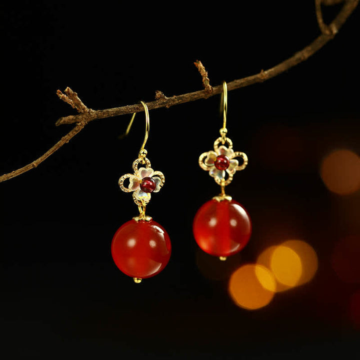 Buddha Stones 925 Sterling Silver Red Agate Flower Beaded Confidence Earrings - Red Agate&925 Sterling Silver Earrings - image 11