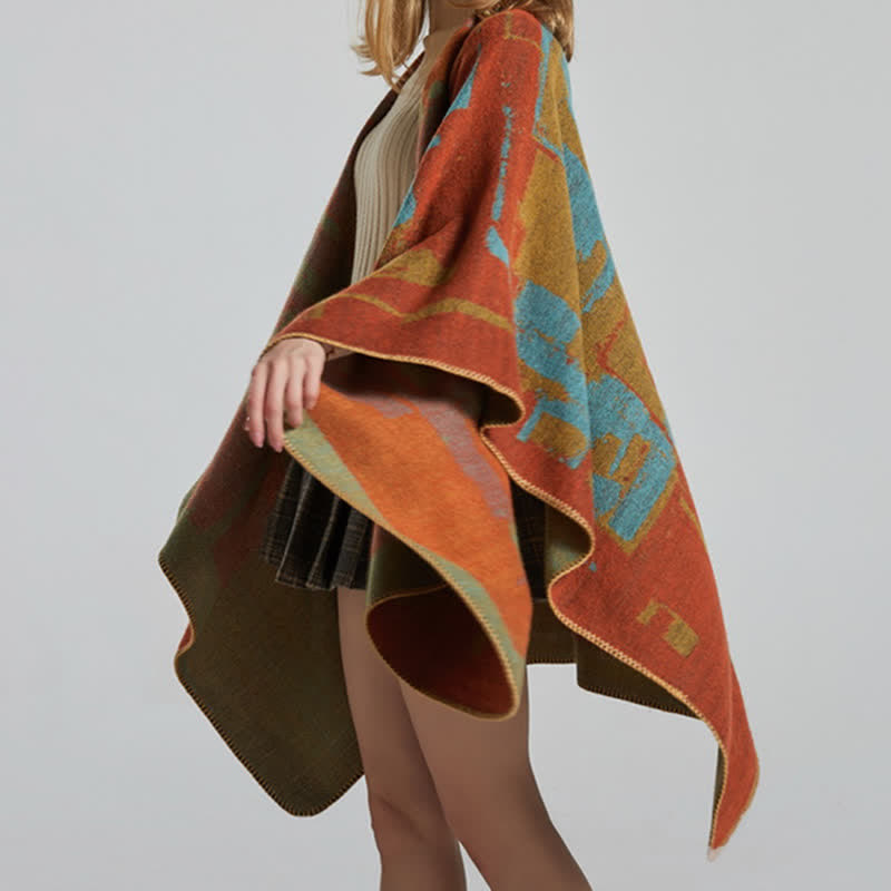 Tibetan Orange Shawl Warm Cloak Scarf - image 5