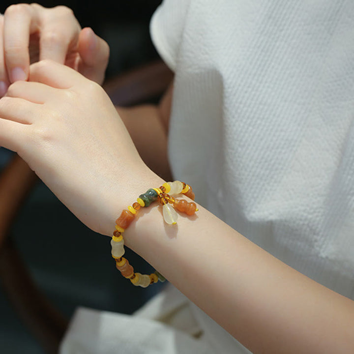 Buddha Stones Natural Golden Silk Jade Gourd Wealth Charm Bracelet - image 5