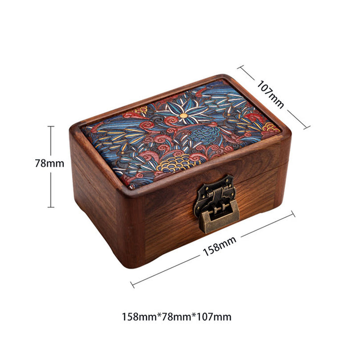 Retro Handmade Floral Pattern Rosewood Jewelry Storage Box Lockable Wooden Gift Organizer Box - image 22