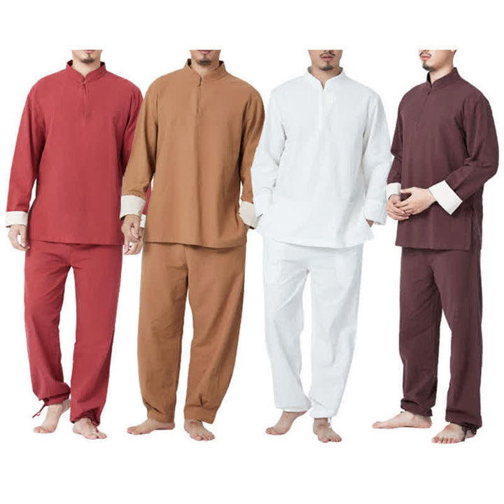 Buddha Stones Spiritual Zen Meditation Yoga Prayer Practice Cotton Linen Clothing Men's Set - image 19