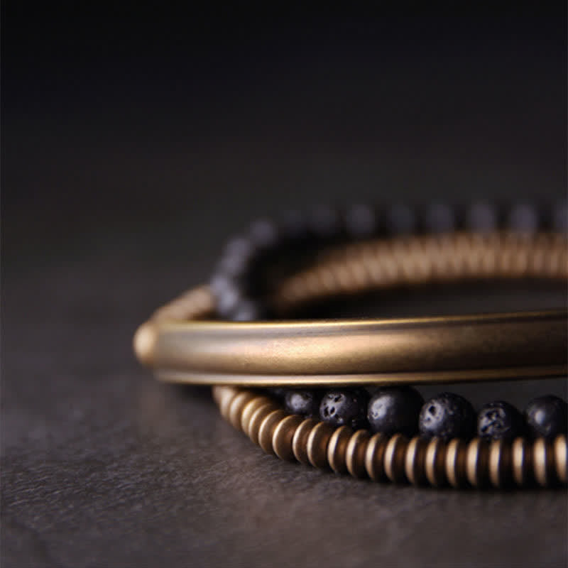 Buddha Stones Vintage Lava Rock Copper Support Bracelet - image 10