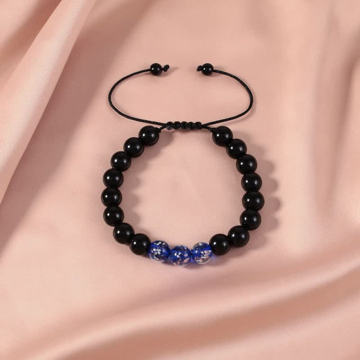 Buddha Stones Black Obsidian Luminous Glowstone Strength Bracelet - Blue - image 15