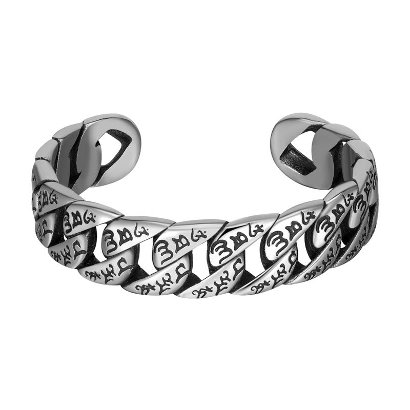 Buddha Stones Tibetan Om Mani Padme Hum Mantra Titanium Steel Peace Cuf Bangle Bracelet - Om Mani Padme Hum(Love♥Focus) - image 0