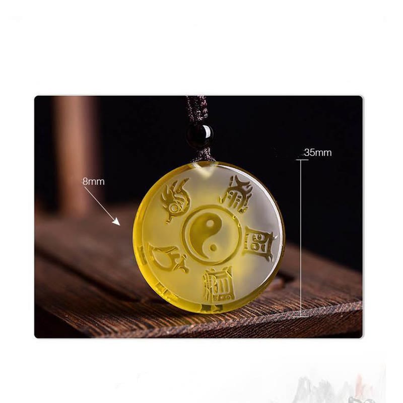 Buddha Stones Taoism Five Sacred Mountains Yin Yang Symbol Liuli Crystal Balance Necklace Pendant Key Chain - image 12
