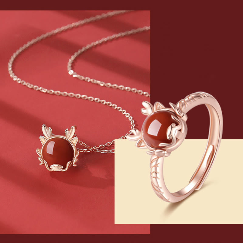 ❗❗❗A Flash Sale- Buddha Stones 925 Sterling Silver Year of the Dragon Cinnabar Red Agate Dragon Protection Bracelet Necklace Pendant Earrings Ring - image 16