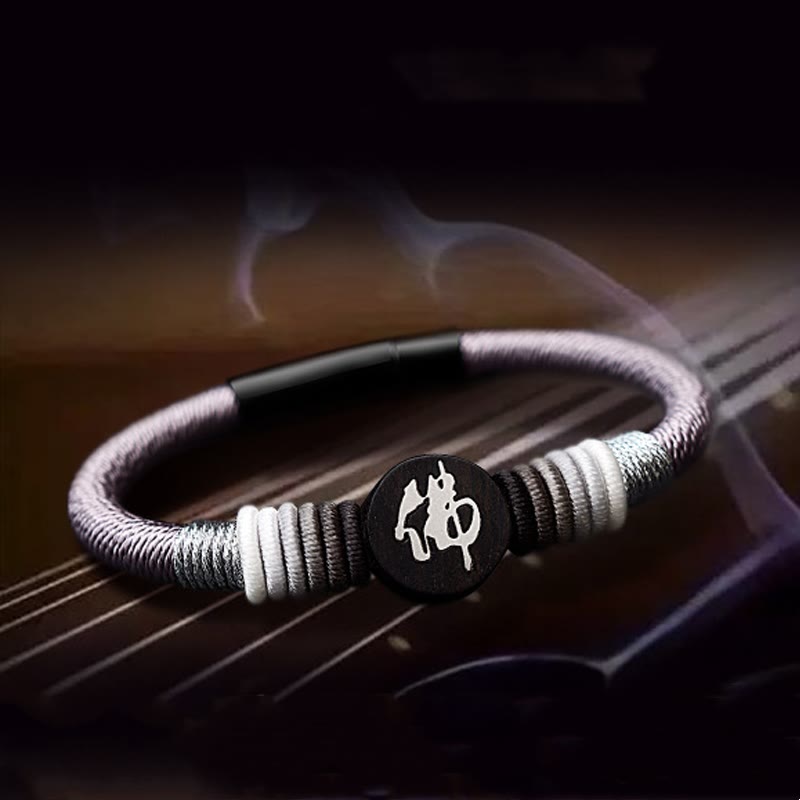 Buddha Stones Buddha Character Ebony Handcrafted Rope Bracelet - image 4