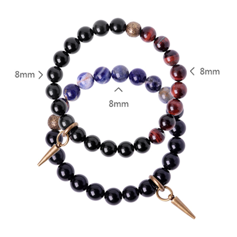 Buddha Stones Black Obsidian Sodalite Crystal Copper Strength Couple Bracelet - image 4