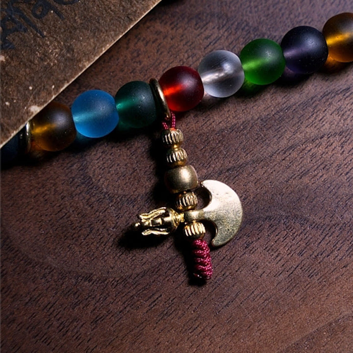 Buddha Stones Tibetan 108 Mala Beads Multicolored Liuli Glass Bead Chinese Zodiac Nine Palaces Eight Diagrams Charm Bracelet - image 4