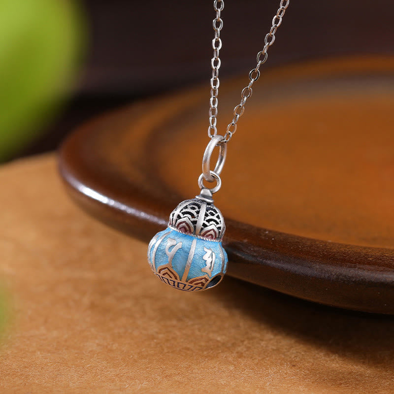 Buddha Stones 999 Sterling Silver Om Mani Padme Hum Engraved Gourd Design Wisdom Necklace Pendant - image 2