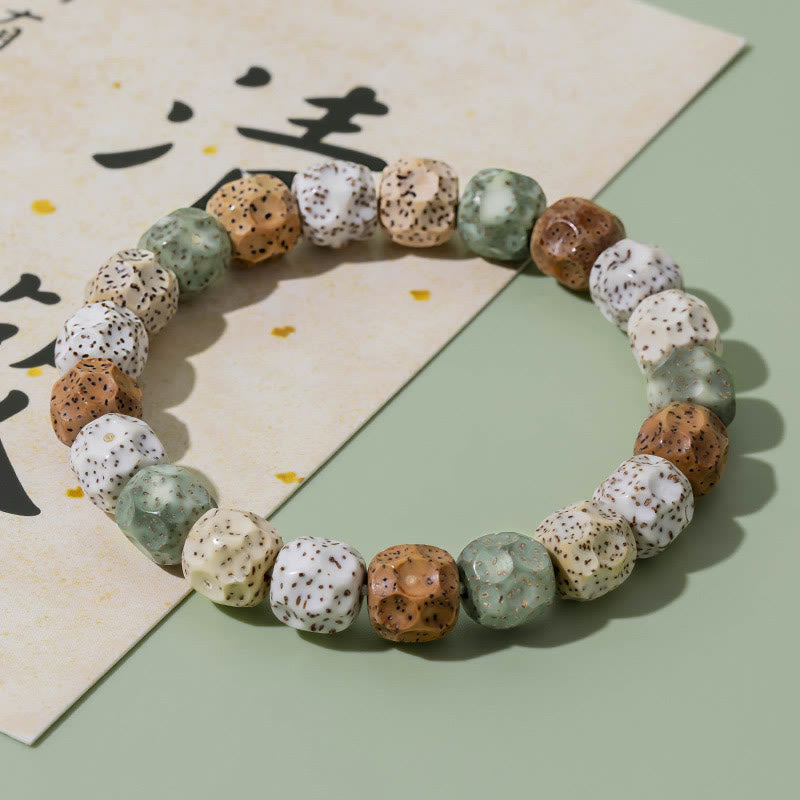 Buddha Stones Natural Colorful Bodhi Seed Auspiciousness Wealth Bracelet - 10*9mm Colorful Bodhi Seed(Wrist Circumference 14-17cm) - image 0