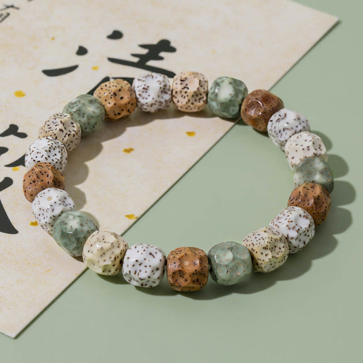 Buddha Stones Natural Colorful Bodhi Seed Auspiciousness Wealth Bracelet - 10*9mm Colorful Bodhi Seed(Wrist Circumference 14-17cm) - image 0