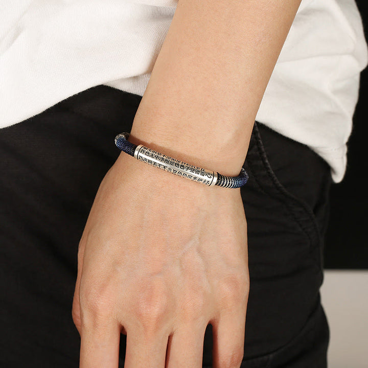Buddha Stones 999 Sterling Silver Heart Sutra Calm Handmade Braided Bracelet - image 5