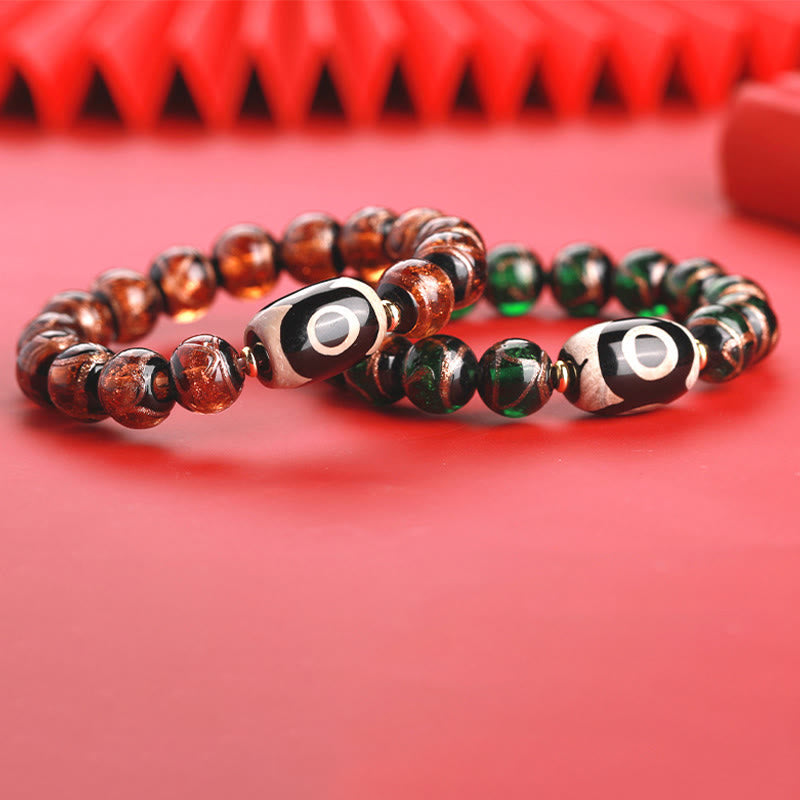 Buddha Stones Tibetan Nine-Eye Dzi Bead Three-eyed Dzi Bead Liuli Glass Bead Wealth Bracelet - image 27
