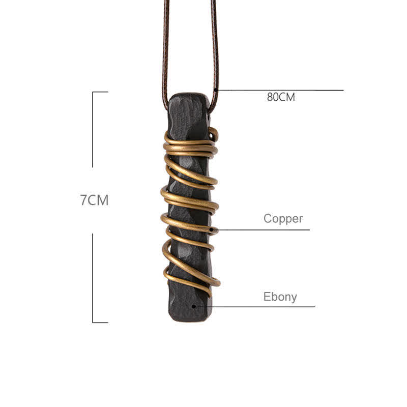 Buddha Stones Tibet Ebony Wood Copper Balance Peace Necklace Pendant - image 13